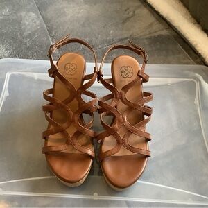 Daisy Fuentes Brown Gladiator Sandals with Block Heel